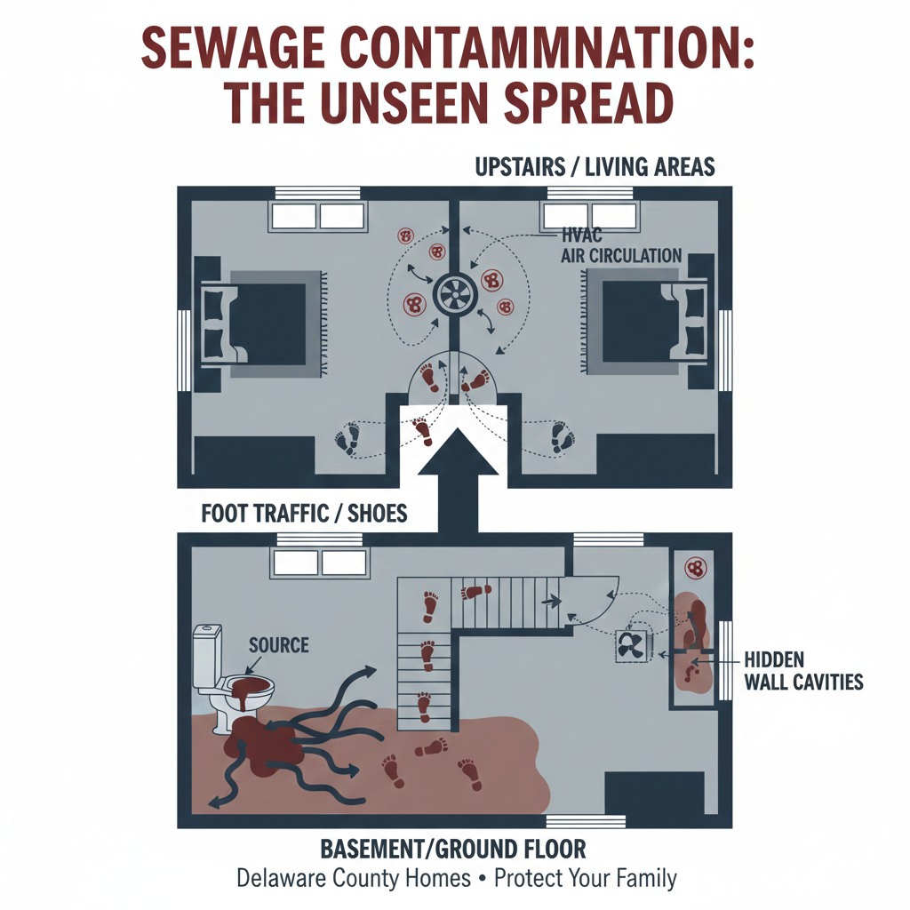 How sewage contamination spreads through Delaware County homes without proper containment
