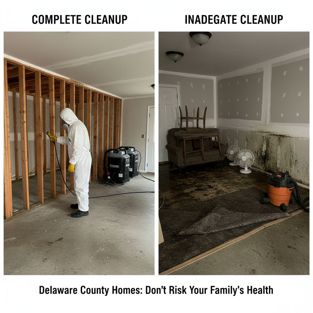 Complete sewage cleanup vs inadequate cleanup Delaware County homes